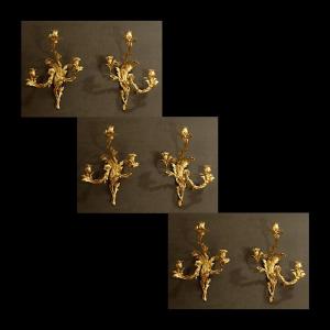 Important Series Of Rocaille Sconces Around 1740