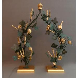 Large Decor With Vines And Barley Ears 19th Century