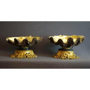 Pair Of 19th Century Holy Water Fonts Mounted In Basins.