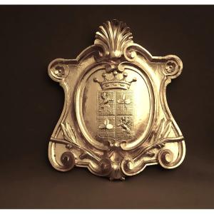 Large Coat Of Arms Bearing 19th-century Heraldic Symbols