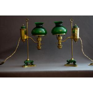 Pair Of Rare Early 19th Century Oil Lamps