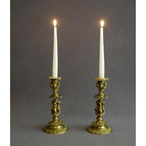 Pair Of 19th-century Renaissance-style Candlesticks