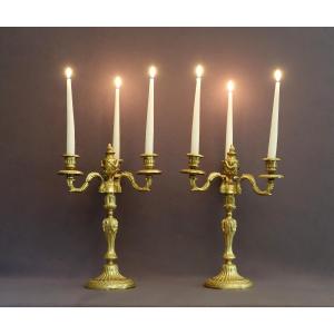 Pair Of Candelabra With Double Transformation Louis XVI Period