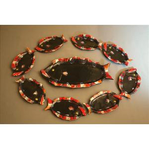 Fish Dessert Set Vallauris 1970