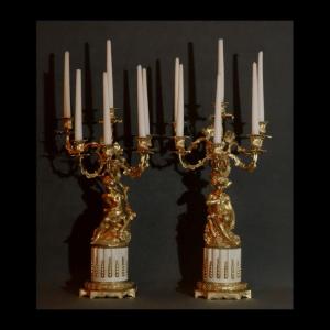 Pair Of Candelabras With Daphnis Et Chloé XIXth