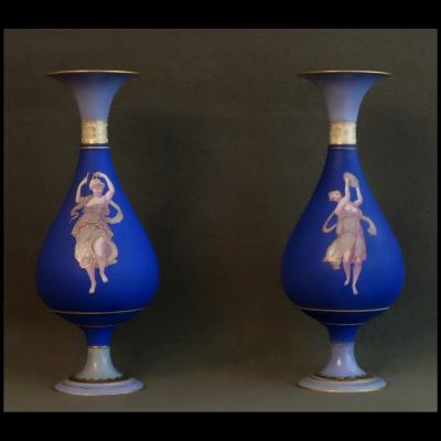 Pair Of  Bobbin Vases Porcelain Of Paris Beginning XIXth