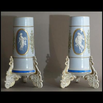 Pair Of « Vieux Paris » Vases XIXth
