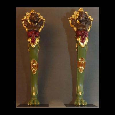 Pair Of Important XIXth Trapezophorums