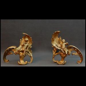 Pair Of Rocaille Chenets From The XVIIIth