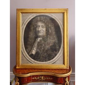 17th Century Engraving Portrait Of Claude Housset, Marquis De Trichâteau Dated 1681.