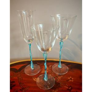 Murano Glass Service By Salvati Model Torcello Aquamare. 