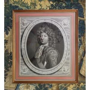 Engraved Portrait Of Louis Of France Dated 1684 By Van Schuppen