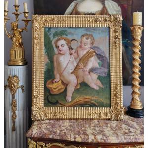 French School, 18th Century: Cherubs In A Landscape. Allegory Of Summer. 