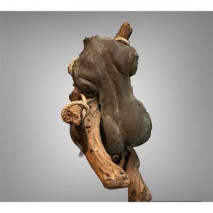 Large Female Nude Bust Sculpture By Michel Cayla 