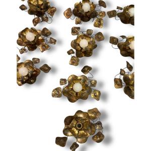 10 Jansen House Foliage Wall Or Ceiling Lights In Brass, 1 Bulb, 65 X 47 Cm