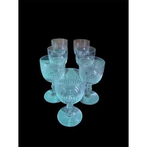 Seven Baccarat Renaissance-pattern Wine Glasses