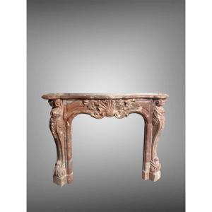 Antique Red Marble Fireplace – 19th Century – Louis XV Style