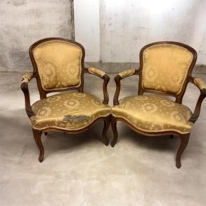 Pair Of Louis XV Armchairs, 18th Century 
