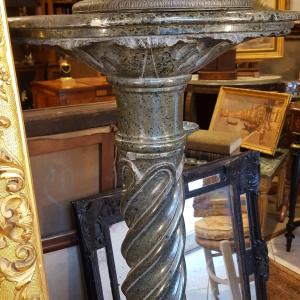 Twisted Marble Column With Acanthus Leaf Top
