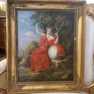 Uranie Muse De l'Astronomie Oil On Canvas 18th Century
