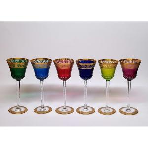 Saint-louis 6 Wine Glasses "thistle", Roemer, Crystal