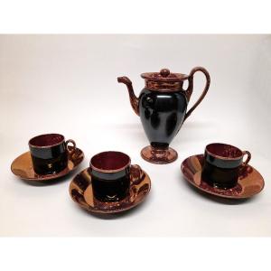 Sarreguemines, Burgos, Fine Earthenware, Black Engobe, Service