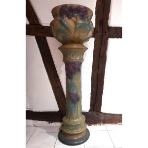 Sarreguemines, Art Nouveau, Column, Flowerpot, Victor Kremer