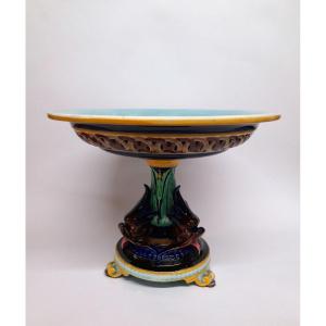 Sarreguemines, Majolica, Cup, Dolphin