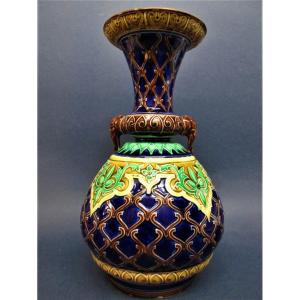 Sarreguemines, Majolica, Siamese Lamp Vase
