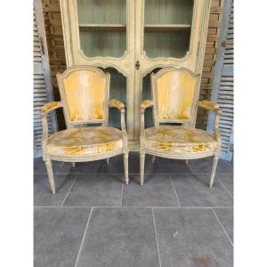 Pair Of L XVI Period Armchairs Stamped Jean Baptiste Lebas 