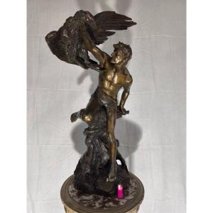 Large Bronze From Drouot "prometheus And The Eagle"