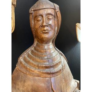 Wooden Sculpture Of A Holy Woman Or Nun, 16th Century