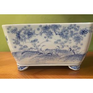 Meiji Porcelain Planter, 19th Century, Blue And White