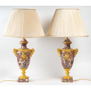 A Napoleon III Period (1851 - 1870) Pair Of Cassolettes Lamps.