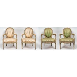 A Suite Of Four Transition Period Armchairs. 