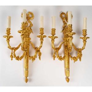 A Pair Of Important Wall-lights In Louis XVI Style. 