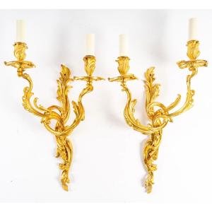 A Pair Of Napoleon III (1851 - 1870) Perid Of Wall-lights In Louis XV Style.