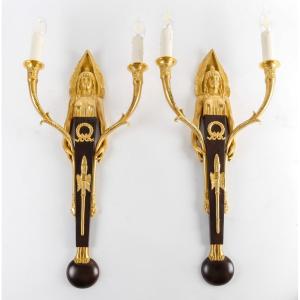 A Pair Of Wall - Lights In 1st Empire Style.