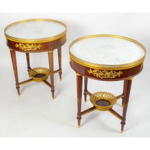 A Pair Of Bouillotte Tables In Louis XVI Style.