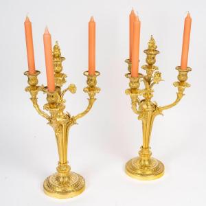 A Napoleon III Period (1851 - 1870) Pair Of Candelsticks.