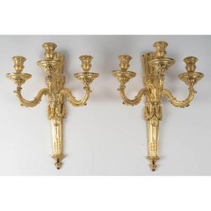 Pair Of Large Louis XVI Period Wall Lights. 18th Century.