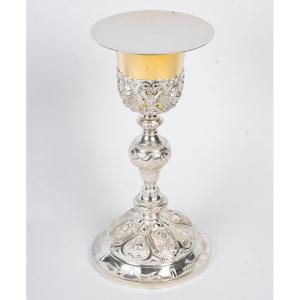 Chalice With Paten Decorated With Lithuric Symbols, 19th Century.