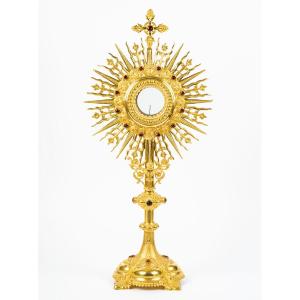 Gilded Bronze Monstrance, Napoleon III Period, 19th Century.