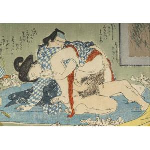 Series Of 8 Japanese Erotic Prints, From The 19th Century.