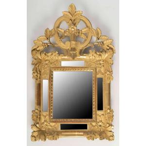 Small Mirror With Glazing Beads From The Regency Period (1715-1724), 18th Century.