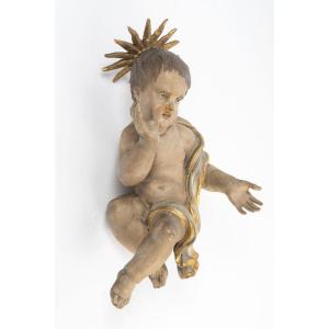 Polychrome Wooden Statue Representing “the Infant Jesus,” Dating From The 18th Century. 