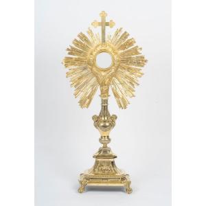 Gilt Bronze Monstrance Decorated With Cherubs, From The Napoleon III Period (1848-1870), 19th Century