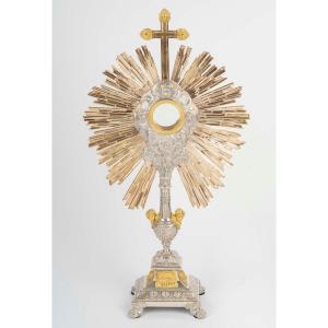 Monstrance Decorated With Cherubs, From The Napoleon III Period (1848-1870), 19th Century.