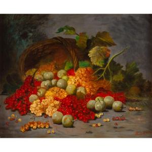 Johann Carl Rohmer (1891 - 1943): Still Life With Redcurrants.