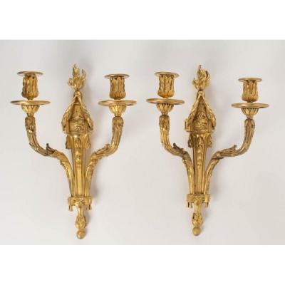 A Pair Of Louis XVI Style Wall Lights.